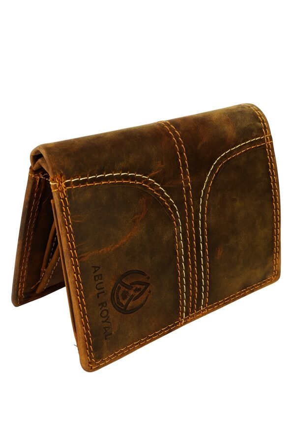 Abul Royal Men's Genuine Leather Wallet | Vintage Brown | Multi-Card Slots with Coin Pocket & Zip Closure - Image 2