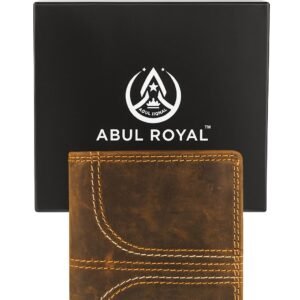 Abul Royal Men's Genuine Leather Wallet | Vintage Brown | Multi-Card Slots with Coin Pocket & Zip Closure