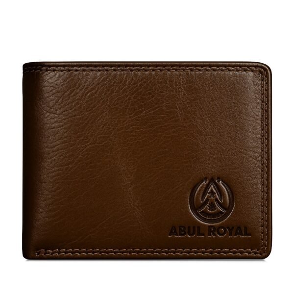 ABUL ROYAL Men's Genuine Leather Wallet with Card Slots, Coin Pocket & Zipper – Classic Brown - Image 2
