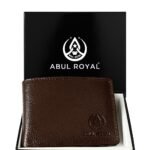 ABUL ROYAL Men's Genuine Leather Wallet with Card Slots, Coin Pocket & Zipper – Classic Brown