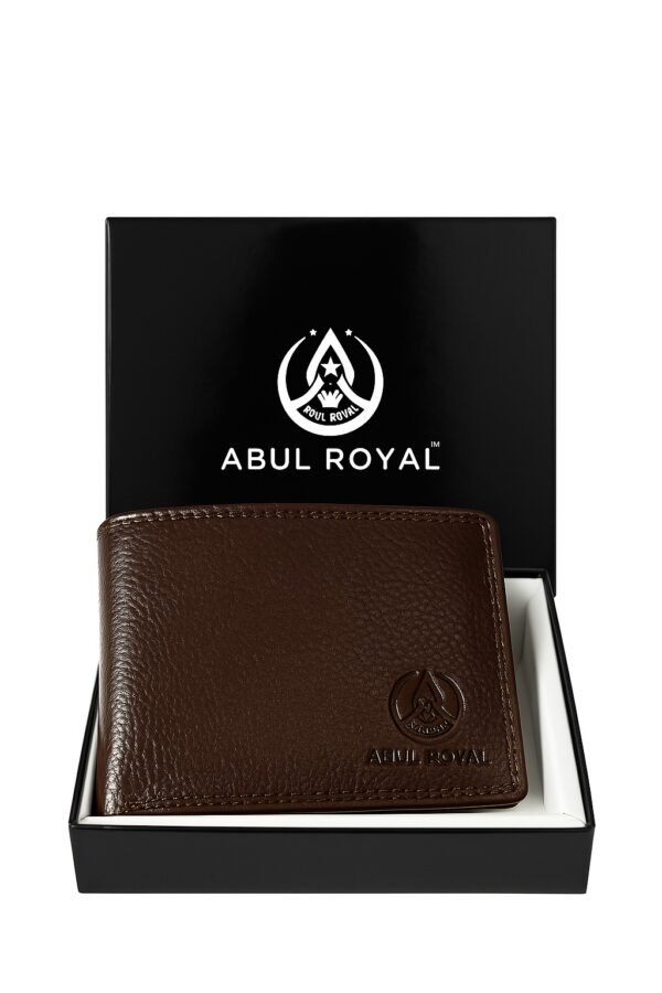 ABUL ROYAL Men's Genuine Leather Wallet with Card Slots, Coin Pocket & Zipper – Classic Brown
