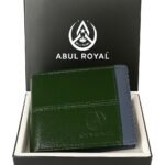 ABUL ROYAL Men's Green & Blue Genuine Leather Bi-Fold Wallet