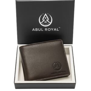 Abul Royal Classic Bifold Black color mens Genuine leather Wallet with Coin Pocket & Card slot
