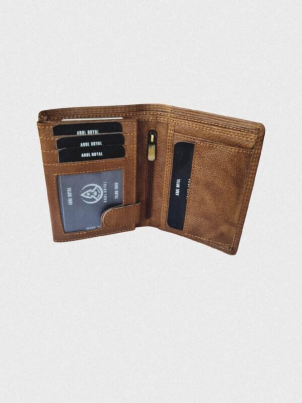 Abul Royal Men’s Genuine Leather Wallet | Tan Brown Bifold Wallet with Zip, Coin Pocket & ID Holder - Image 3