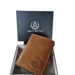 Abul Royal Men’s Genuine Leather Wallet | Tan Brown Bifold Wallet with Zip, Coin Pocket & ID Holder