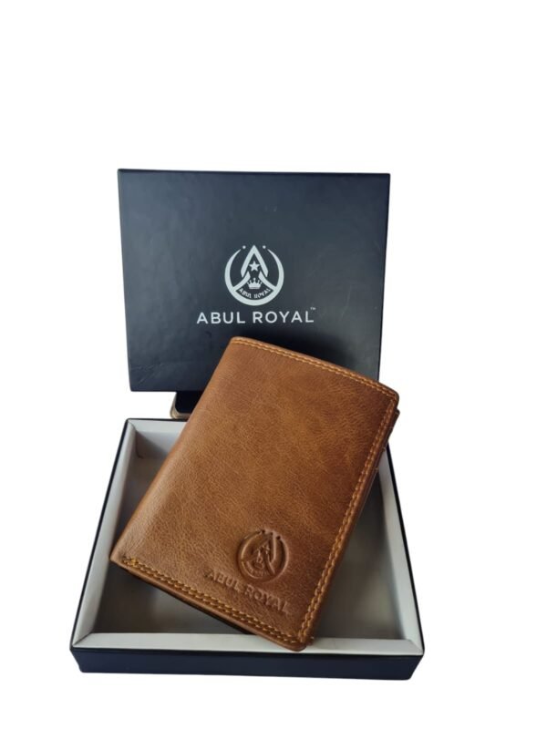 Abul Royal Men’s Genuine Leather Wallet | Tan Brown Bifold Wallet with Zip, Coin Pocket & ID Holder