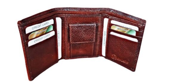 ABUL ROYAL Classic Brown  Tri-Fold  Genuine Leather Wallet with Card slods & Coin Pocket. - Image 4