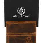 Abul Royal Genuine Leather Men's Wallet – Vintage Brown Bifold Wallet with Coin Pocket, Card Slots & ID Window