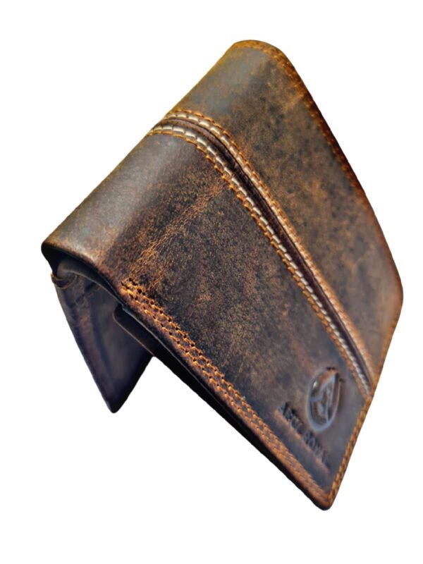 Abul Royal Genuine Leather Men's Wallet – Vintage Brown Bifold Wallet with Coin Pocket, Card Slots & ID Window - Image 2