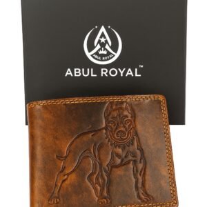 Abul Royal Genuine Leather Men’s Wallet – Classic Brown Vintage Bifold with Multiple Card Slots, Coin Pocket & ID Window