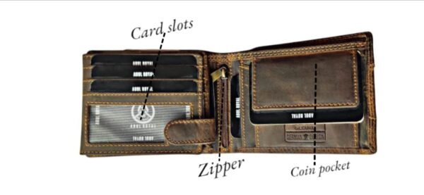 ABUL ROYAL Men's Genuine Leather Horse Embossed Wallet – RFID Blocking, Bi-Fold Design with Multiple Card Slots and Coin Pocket - Image 5