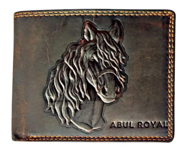 ABUL ROYAL Men's Genuine Leather Horse Embossed Wallet – RFID Blocking, Bi-Fold Design with Multiple Card Slots and Coin Pocket - Image 2