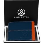 ABUL ROYAL Men’s Wallet | Genuine Leather Bifold Wallet with Card Holder & Coin Pocket | Stylish Brown & Blue Design