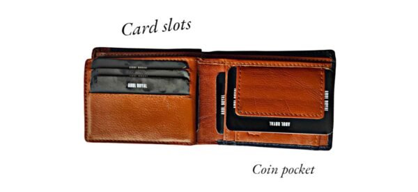 ABUL ROYAL Men’s Wallet | Genuine Leather Bifold Wallet with Card Holder & Coin Pocket | Stylish Brown & Blue Design - Image 4