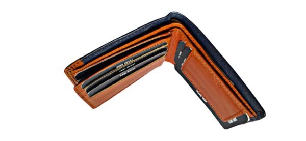ABUL ROYAL Men’s Wallet | Genuine Leather Bifold Wallet with Card Holder & Coin Pocket | Stylish Brown & Blue Design - Image 3