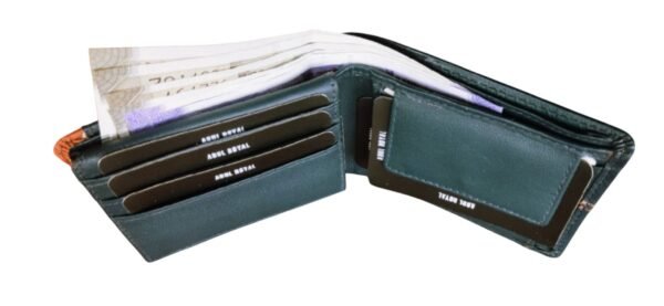 ABUL ROYAL Genuine Leather Teal Blue Bifold Wallet for Men with Coin Pocket and Card Slots - Image 4