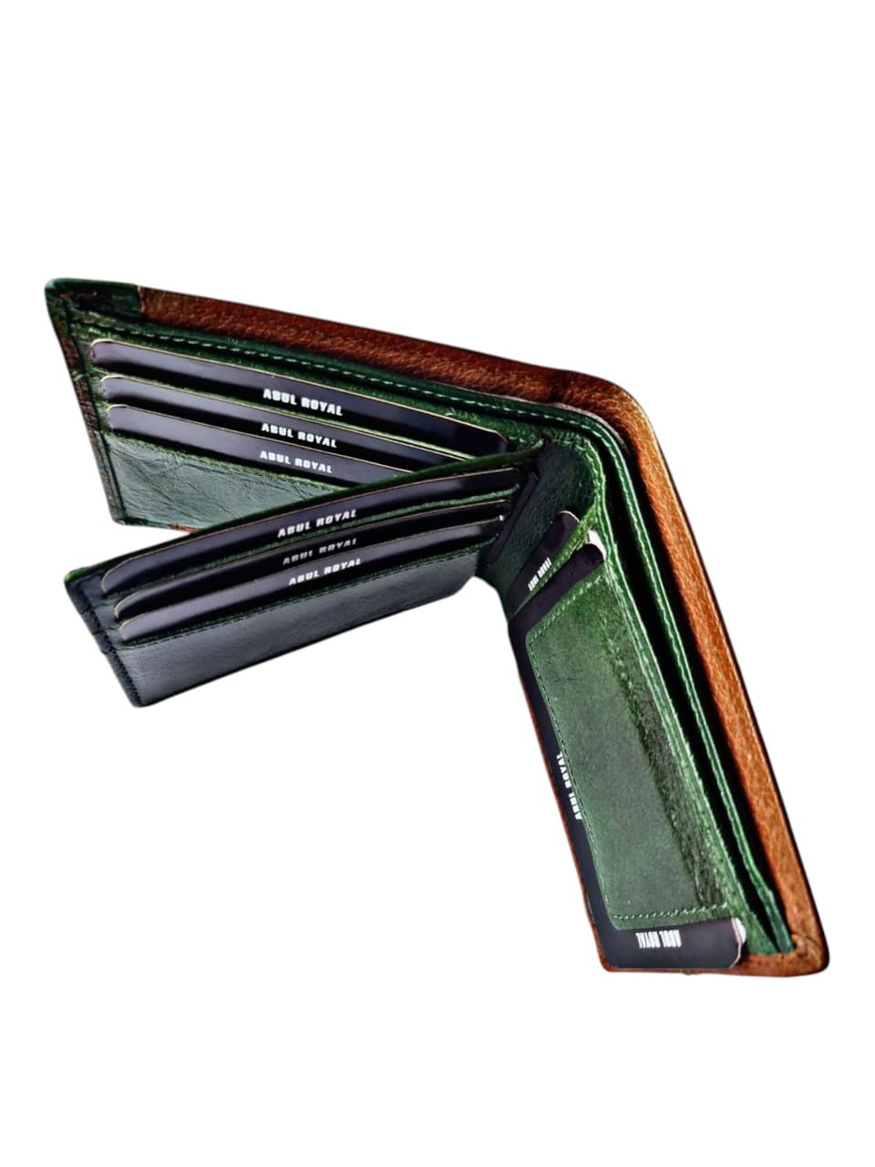 ARUL ROYAL Men's Genuine Leather Wallet | Green Bi-Fold Wallet with ID Window & Card Slots – Stylish & Durable - Image 4