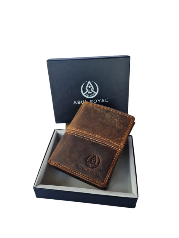 Abul Royal Men's Genuine Leather Wallet | Bifold Brown Wallet with Zip Pocket & ID Card Holder