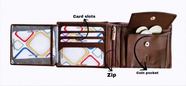 ABUL ROYAL  Men's Genuine Leather Wallet with Coin Pocket & Zip Closure - Image 3