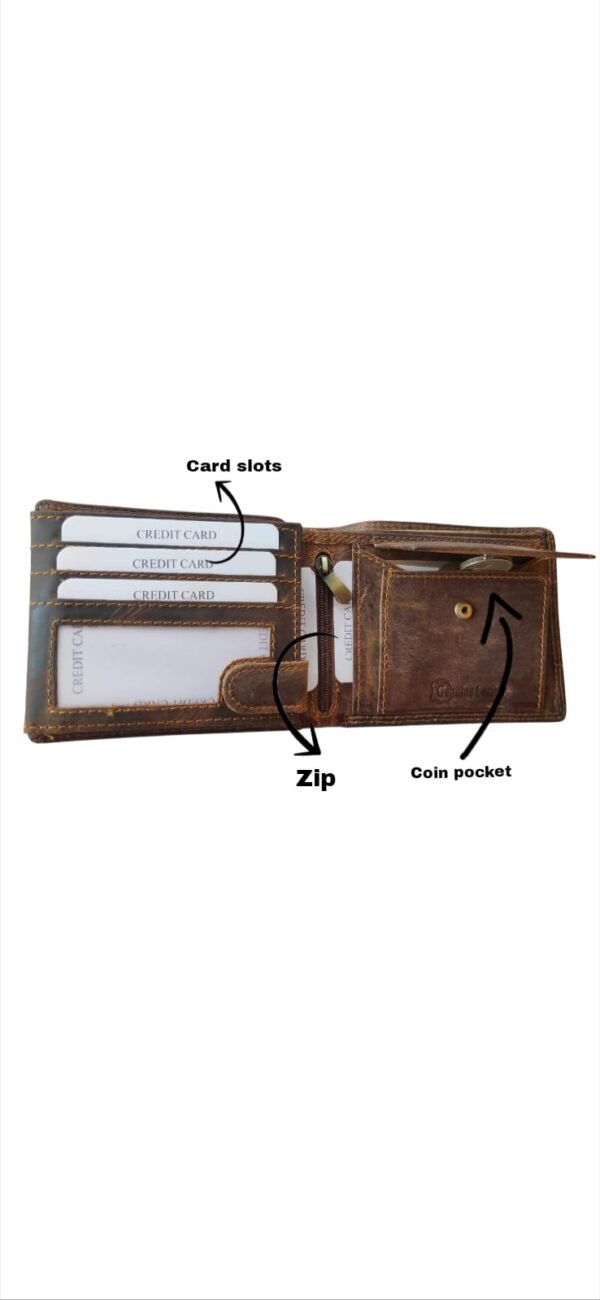Eagle Embossed Vintage Leather Bi-fold Wallet with Card slot and Money Pocket - Image 4