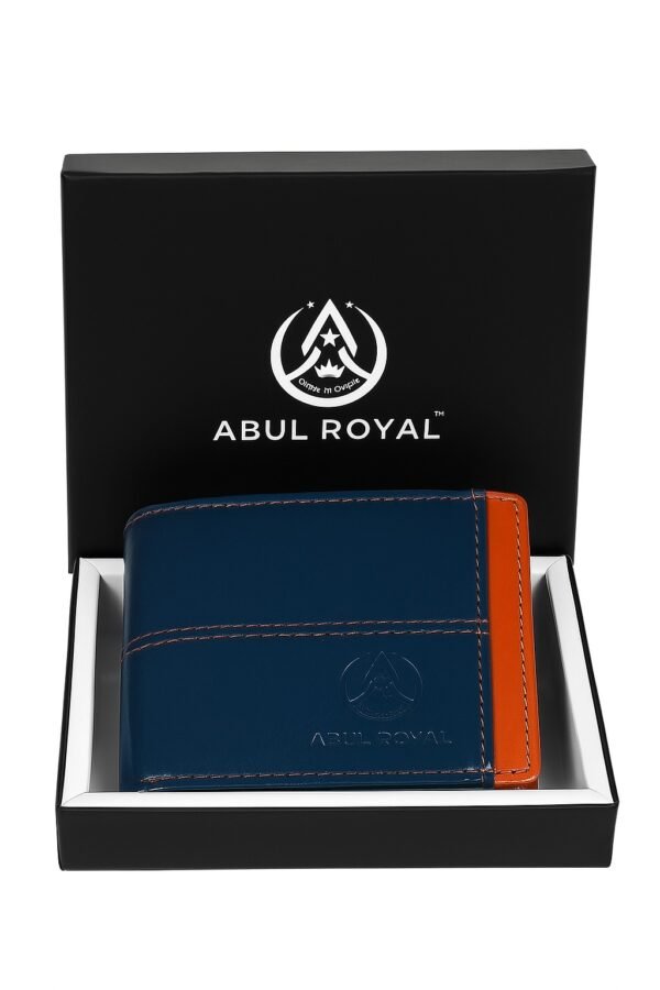 ABUL ROYAL Genuine Leather Teal Blue Bifold Wallet for Men with Coin Pocket and Card Slots