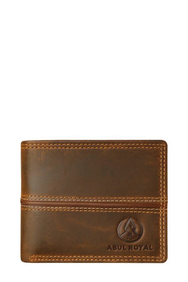 Abul Royal Genuine Leather Men's Wallet – Vintage Brown Bifold Wallet with Coin Pocket, Card Slots & ID Window - Image 4