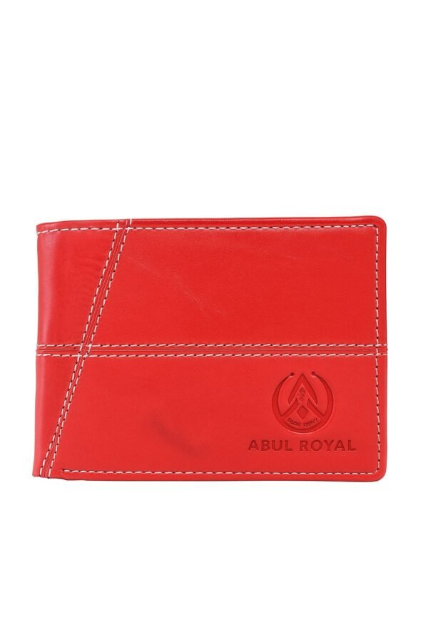 Genuine Leather Men's Red Color Wallet With Card Slot & Coin Pocket - Image 2