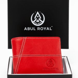 Genuine Leather Men's Red Color Wallet With Card Slot & Coin Pocket