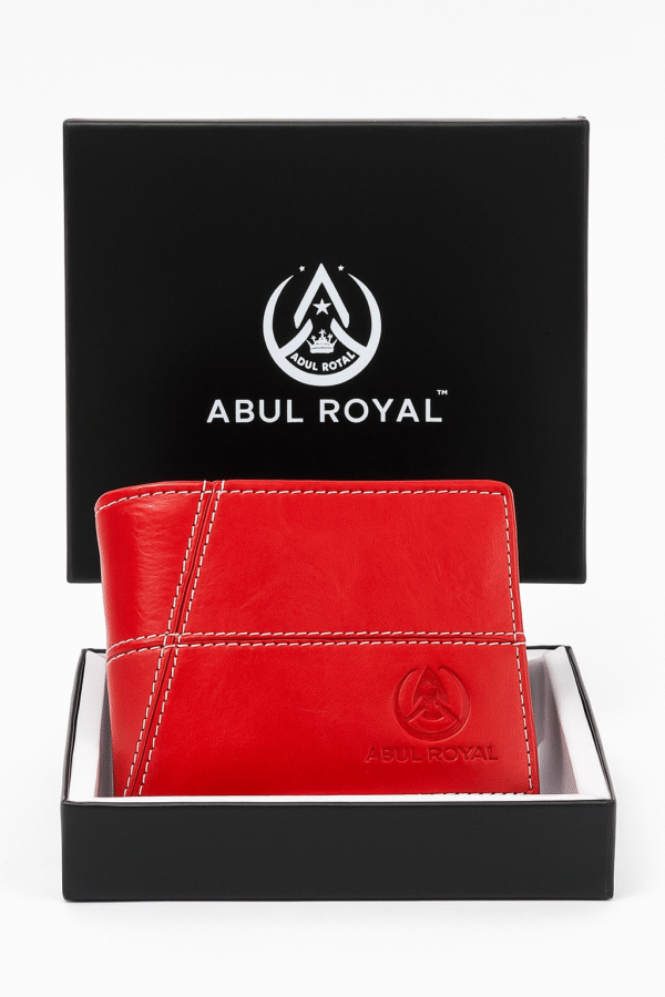 Genuine Leather Men's Red Color Wallet With Card Slot & Coin Pocket