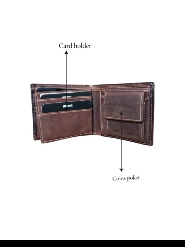 Abul Royal Men’s Premium Dark Brown Genuine Leather Wallet with Coin Pocket & Multiple Card Slots – Stylish Textured Finish - Image 3