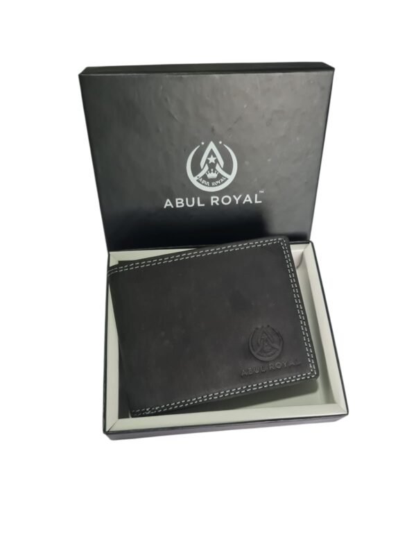ABUL ROYAL Men's Genuine Leather Wallet – Classic Black Bi-Fold with Coin Pocket, Card Slots & Zipper Compartment