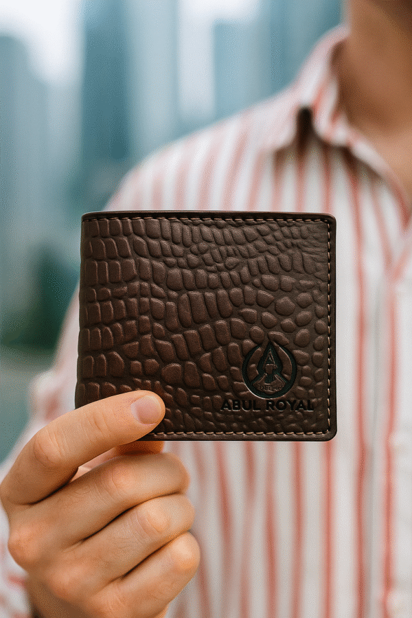 Abul Royal Men’s Premium Dark Brown Genuine Leather Wallet with Coin Pocket & Multiple Card Slots – Stylish Textured Finish