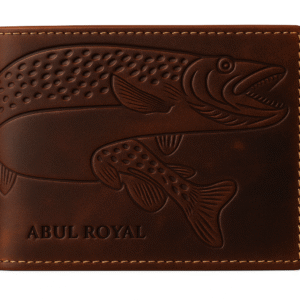 Abul Royal Premium Ocean Fish Brown Genuine Leather Men's Wallet – Handmade RFID Protected Bifold Purse with Coin Pocket, Card Slots & ID Window